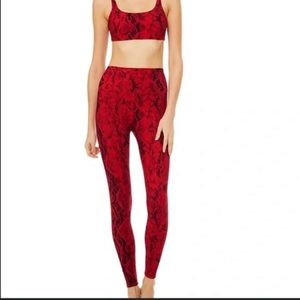 Alo yoga red snake print sports bra